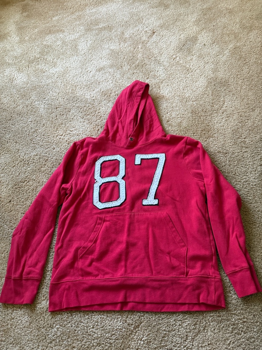 Aeropostale Red Hoodie with White '87' Patch